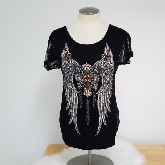 Liberty Wear Tops - Liberty Wear embellished and lace top
